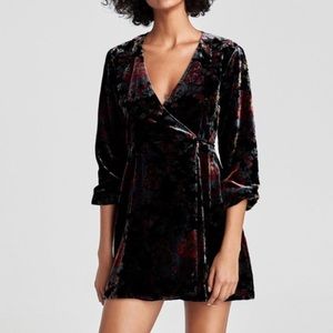 Zara Floral Velvet Crossover Dress